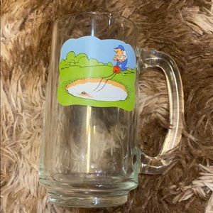 Vintage Golf Sand Trap Funny Golfer Heavy Glass Beer Coffee Mug